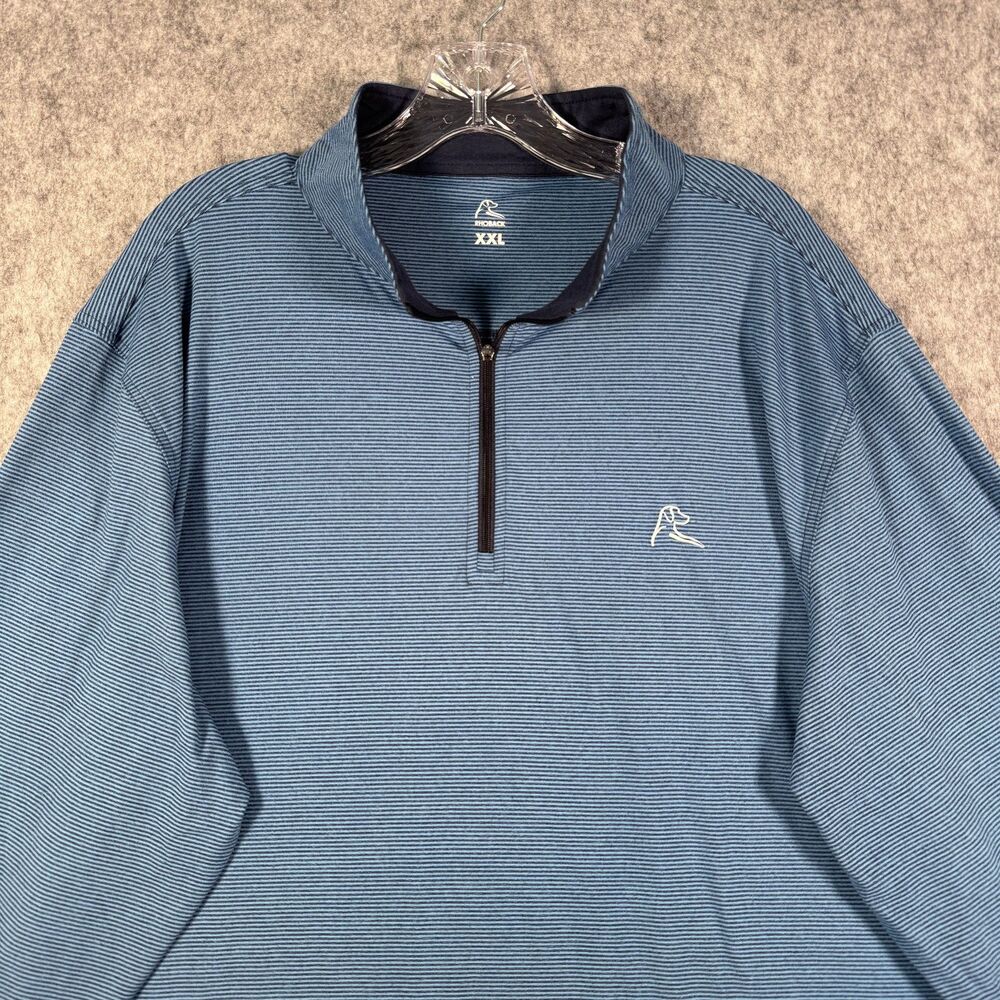 Rhoback 1/4 Zip Sweater Mens XXL Blue Striped Performance Quarter Zip Qzip